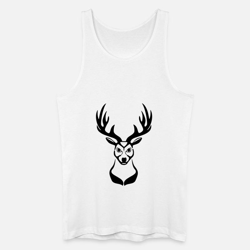 Hirsch Hirschkopf 1c - Männer Bio Tank Top - Weiß