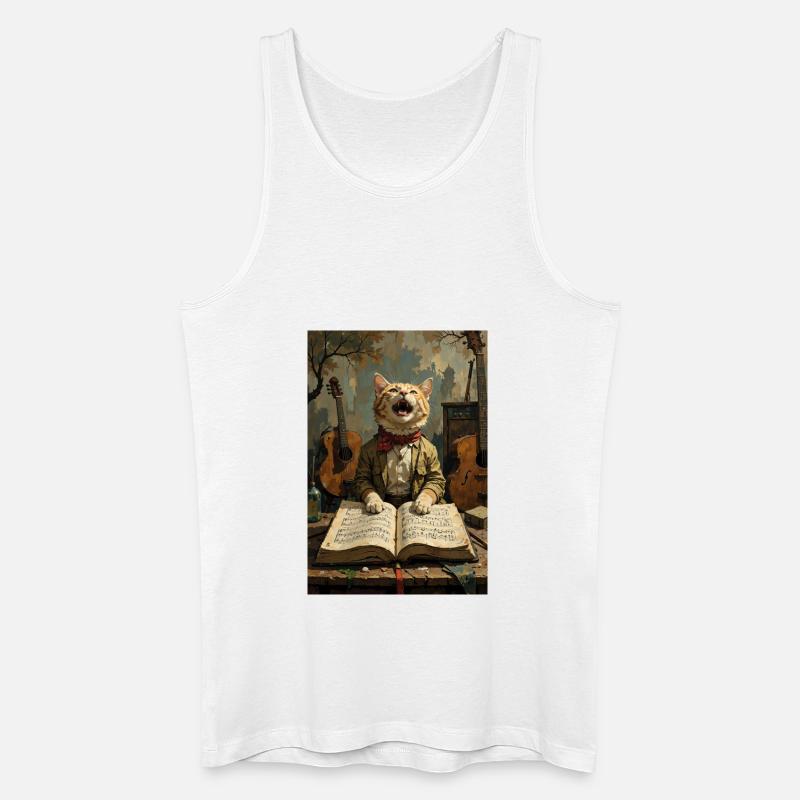 Singende Katze - Männer Bio Tank Top - Weiß