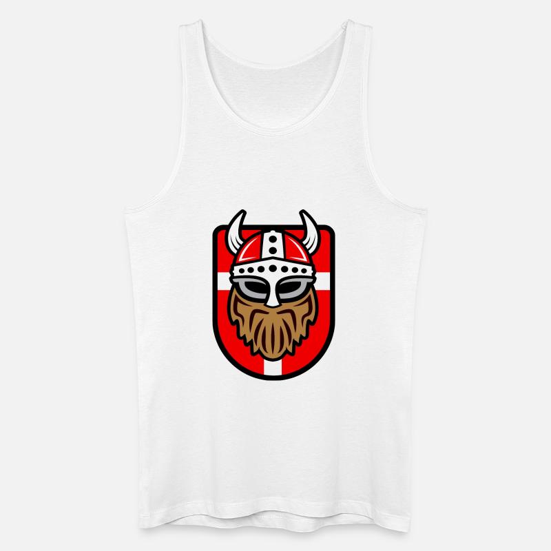 Cooler Wikinger mit Dänischer Flagge - Männer Bio Tank Top - Weiß