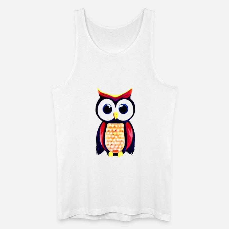 Eule mit großen neugierigen Augen - Männer Bio Tank Top - Weiß