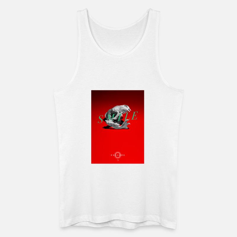Lächelnder Schädel auf rotem Grund - Männer Bio Tank Top - Weiß