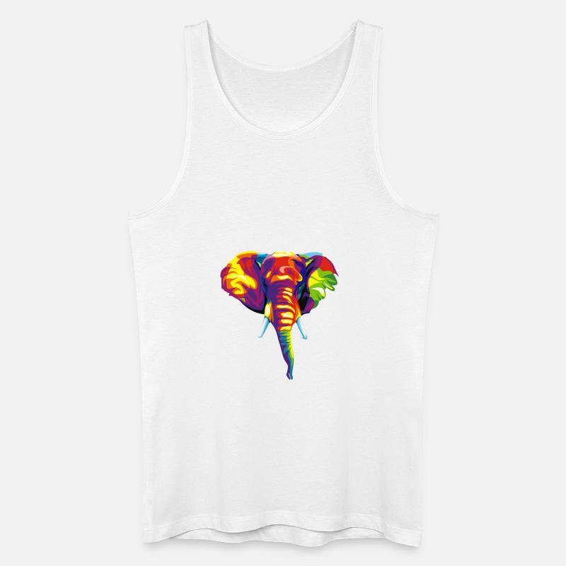 Elefant mit buntem abstraktem Muster. - Männer Bio Tank Top - Weiß