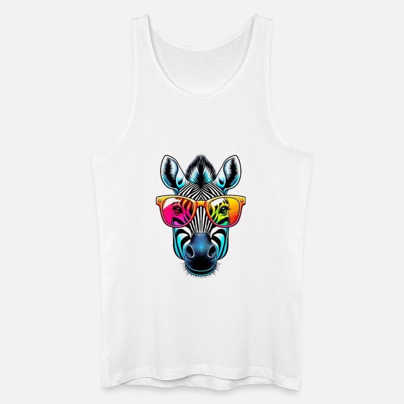 Zebra mit Sonnenbrille - Männer Bio Tank Top - Weiß
