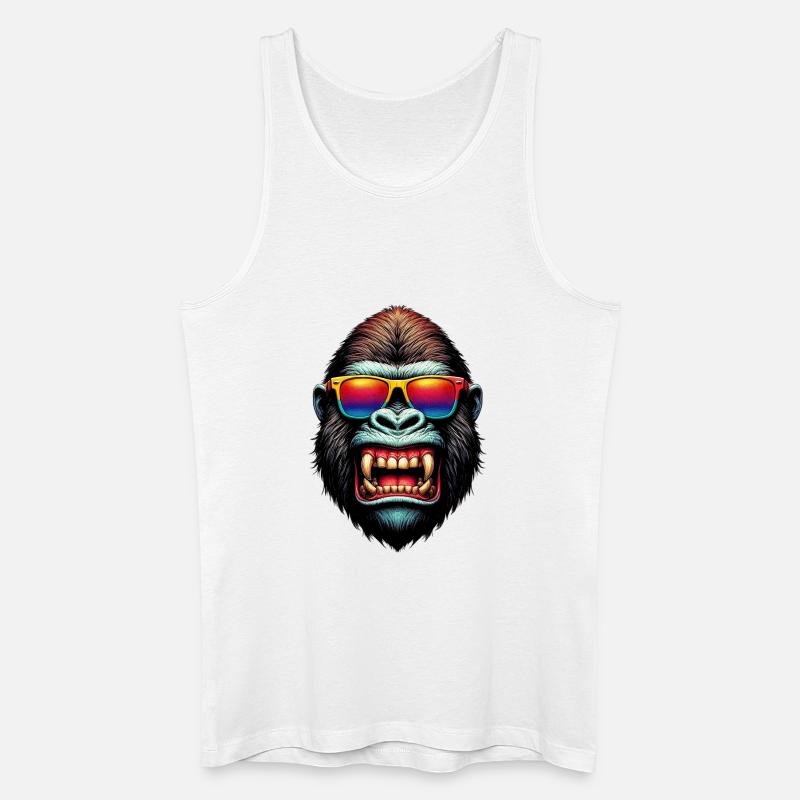 Gorillas mit Sonnenbrille - Männer Bio Tank Top - Weiß