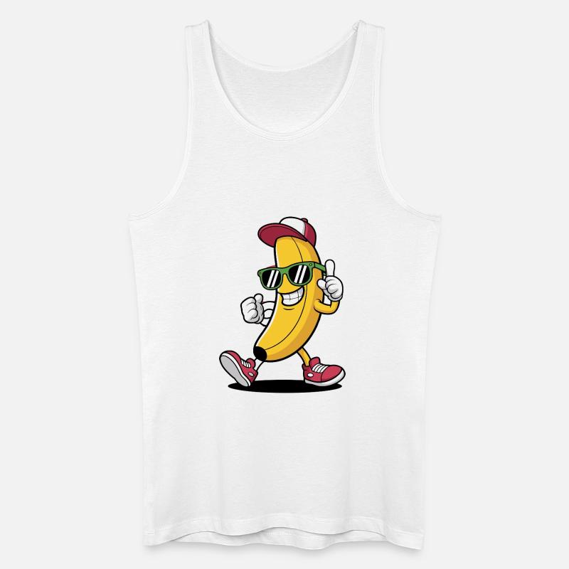 Coole Banane mit Sonnenbrille und Kappe - Männer Bio Tank Top - Weiß