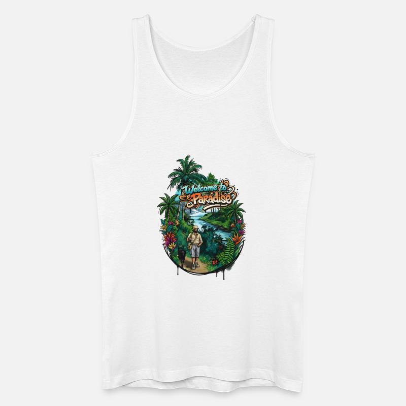 Willkommen im Paradies Pfad - Männer Bio Tank Top - Weiß