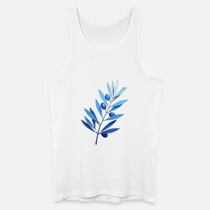 Zweig | Blaues Blattgeäst mit Blaubeeren - Männer Bio Tank Top - Weiß
