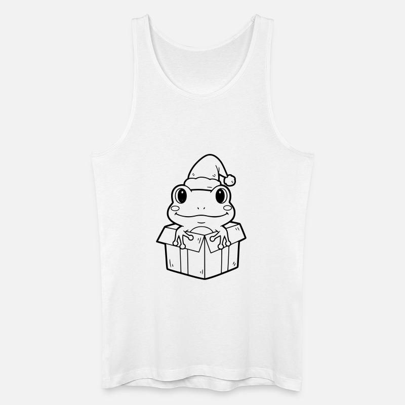 Weihnachtsfrosch in Geschenkbox Illustration - Männer Bio Tank Top - Weiß