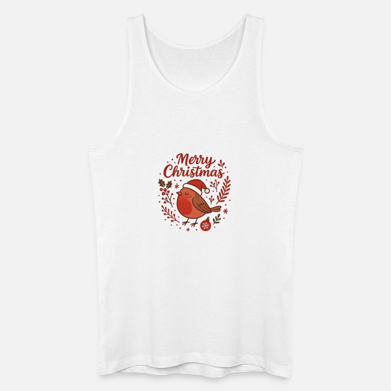 Robin mit Santa Hut – Merry Christmas - Männer Bio Tank Top - Weiß