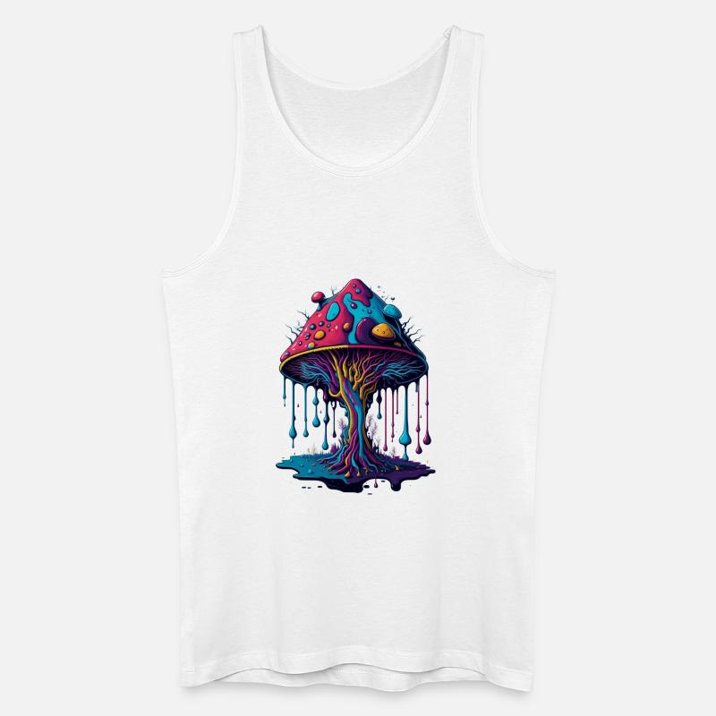 Psychedelischer Leuchtpilz Wald - Männer Bio Tank Top - Weiß
