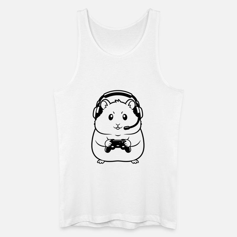Gamer Hamster Controller Outline - Männer Bio Tank Top - Weiß