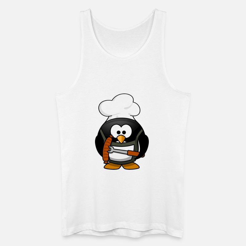 Kochpinguin mit Grillwurst - Männer Bio Tank Top - Weiß