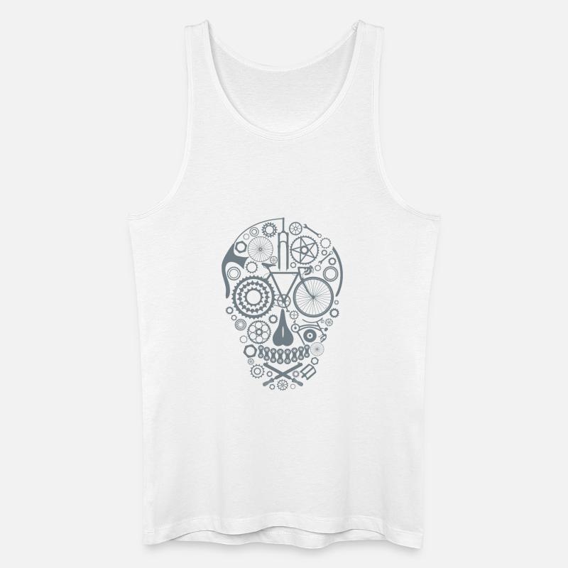 Bicycle Skull grey - Männer Bio Tank Top - Weiß