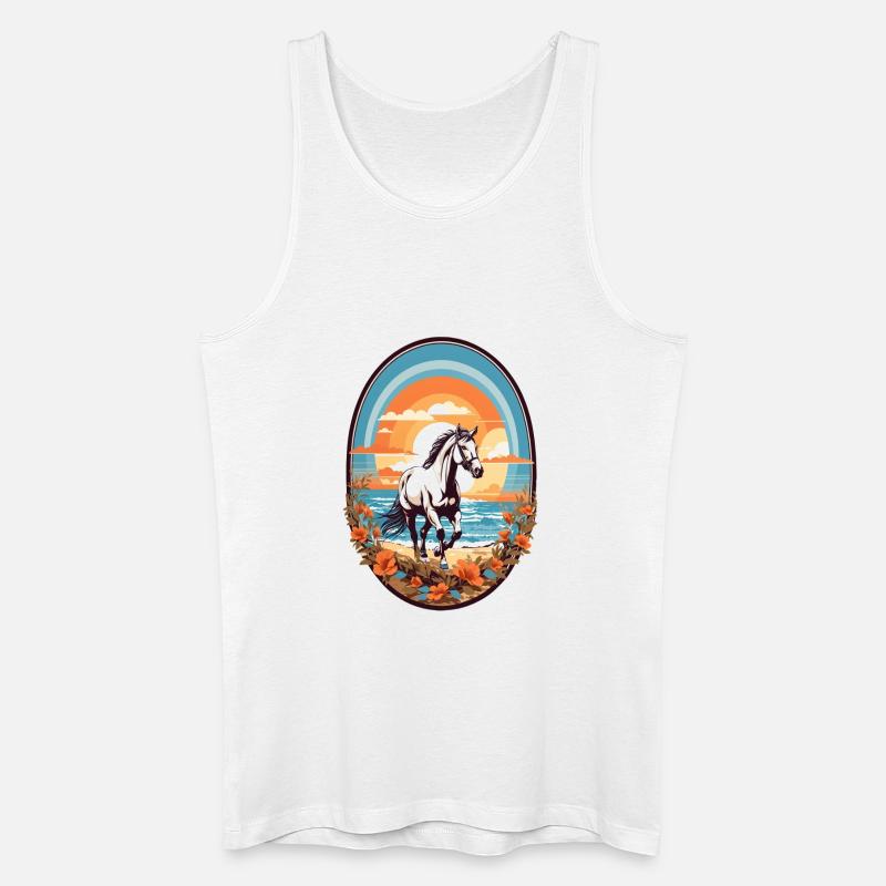 Pferd am Strand - Männer Bio Tank Top - Weiß