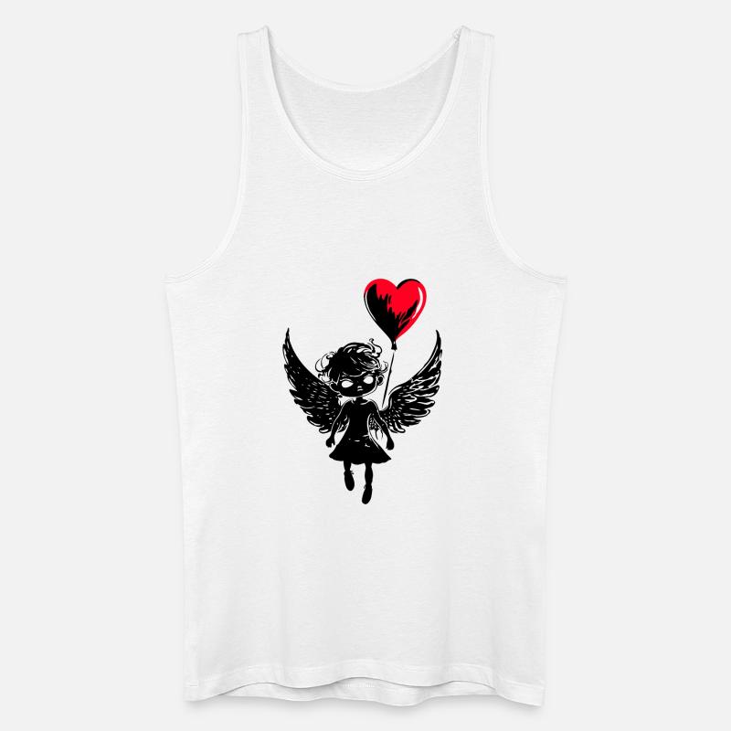 Engel mit Herz Luftballon - Heartful Creatures - Männer Bio Tank Top - Weiß