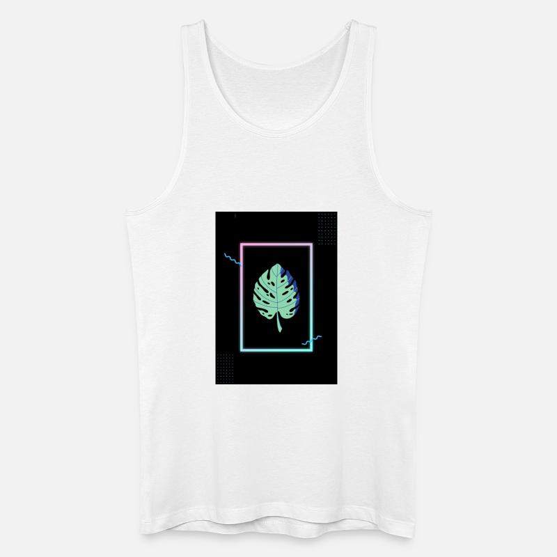 Monstera Neon Frame - Männer Bio Tank Top - Weiß