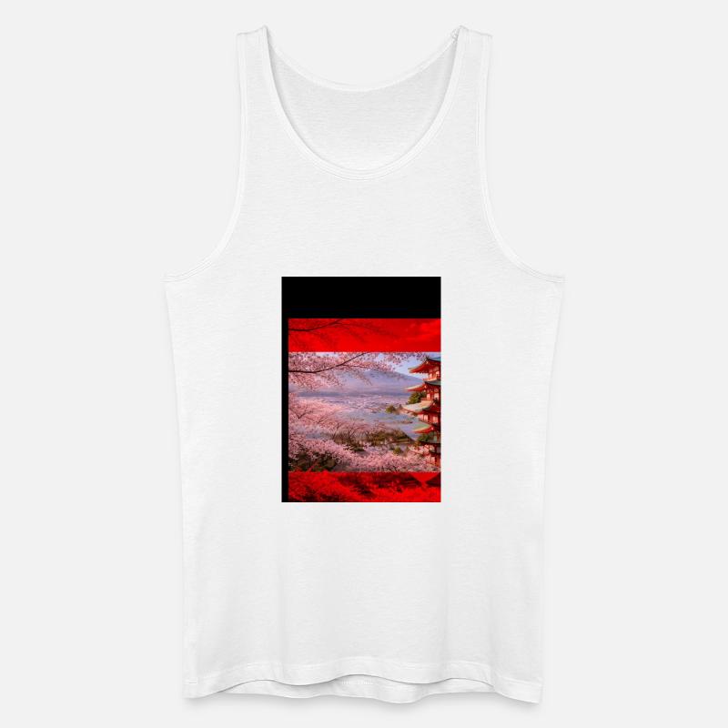 Kirschblütenpagode Szene - Männer Bio Tank Top - Weiß