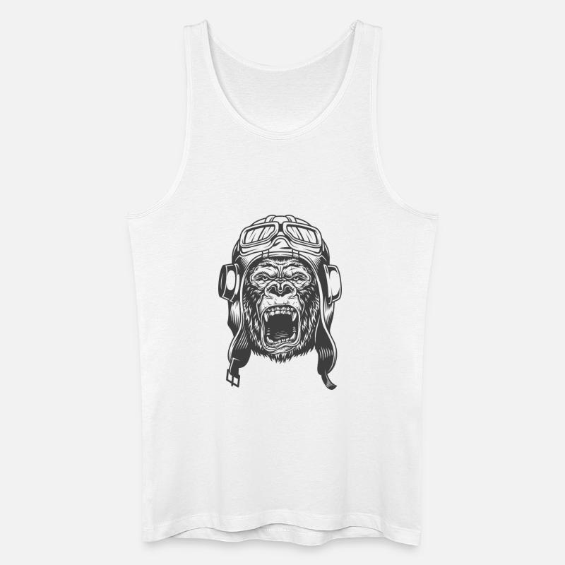 Gorilla Pilot Design - Männer Bio Tank Top - Weiß