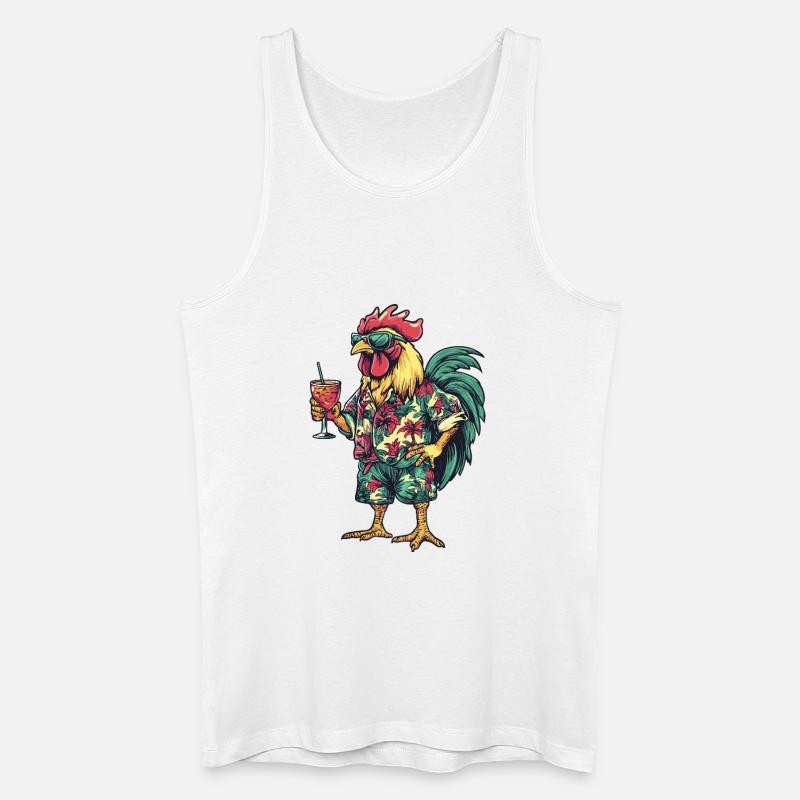 Hahn Comic Sommer - Männer Bio Tank Top - Weiß
