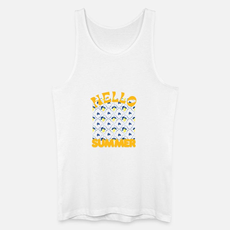 Hallo Sommer Zitronenmuster - Männer Bio Tank Top - Weiß
