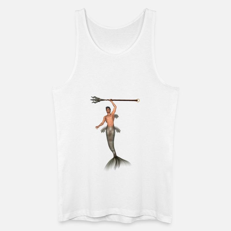 Poseidon - Männer Bio Tank Top - Weiß