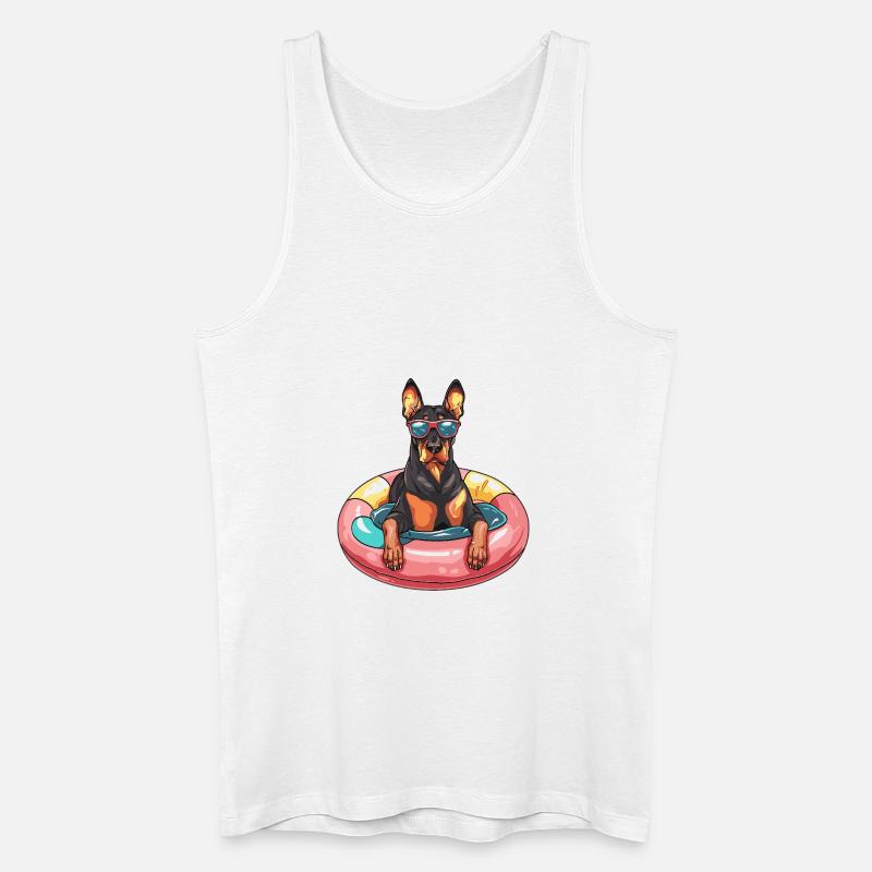 Dobermann Hund Comic Cool - Männer Bio Tank Top - Weiß