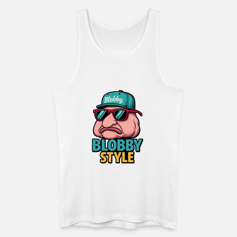 Blobby Style Cartoon Tee - Männer Bio Tank Top - Weiß