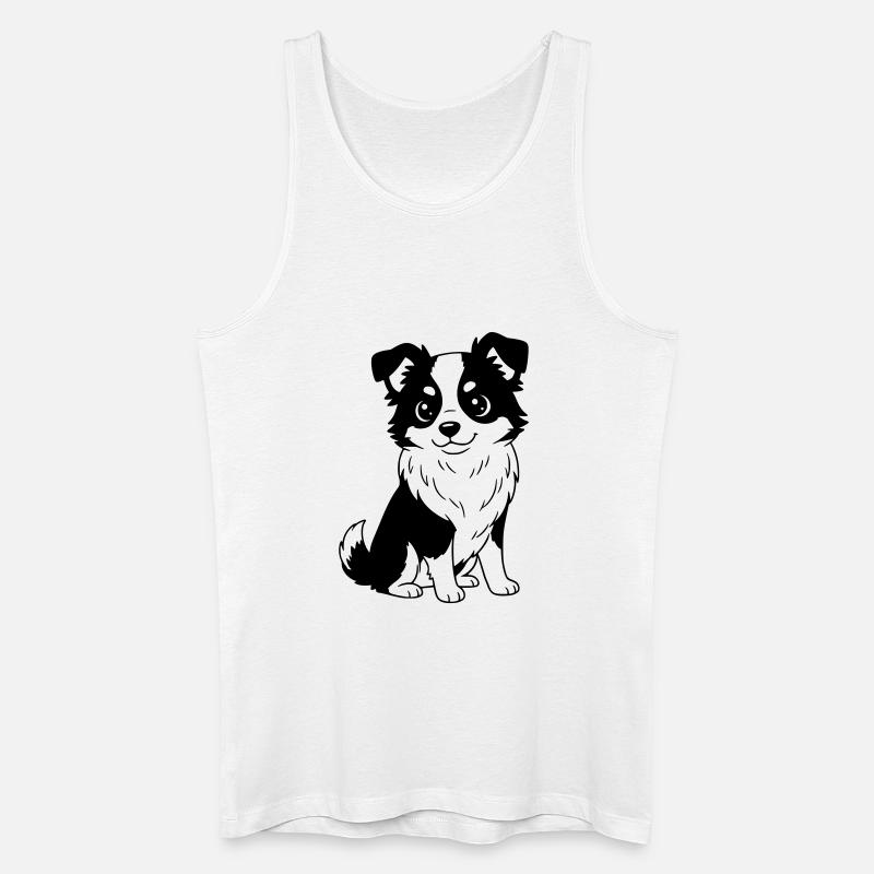 Australian Shepherd - Aussi - schwarzweiß - Männer Bio Tank Top - Weiß