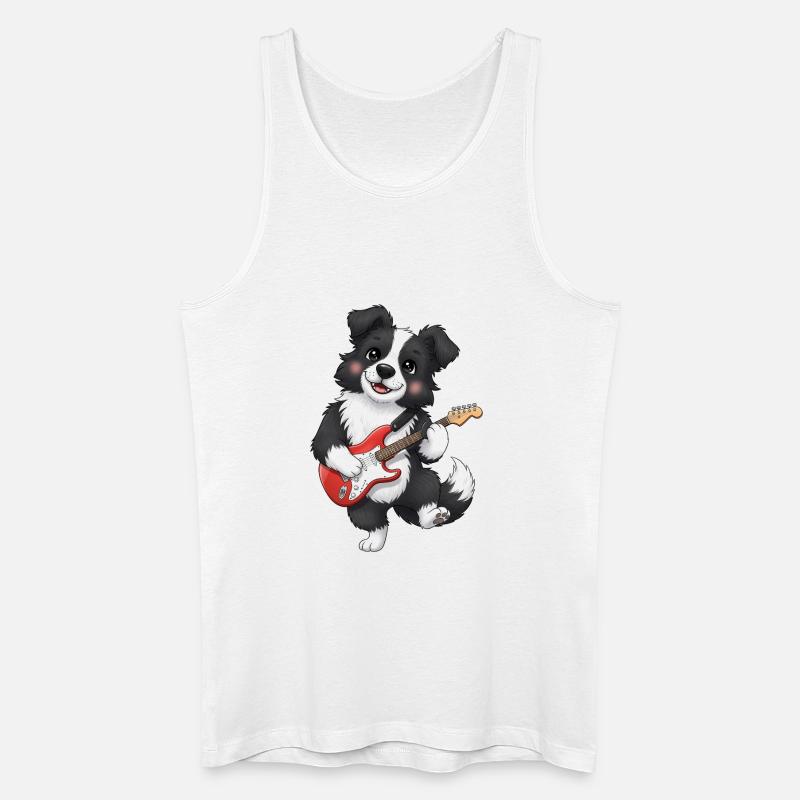 Kuscheliger Hund mit E-Gitarre - Männer Bio Tank Top - Weiß