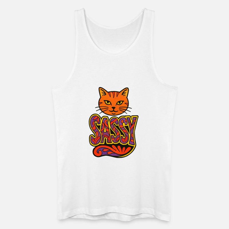 Sassy Cat Psychedelic Script - Männer Bio Tank Top - Weiß