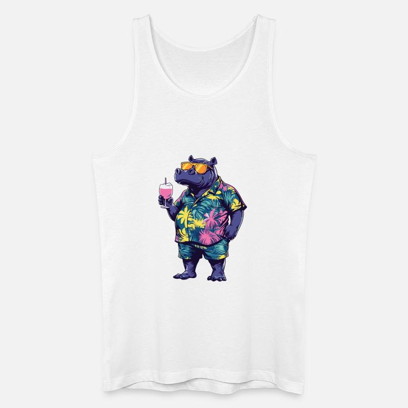 Nilpferd Comic Sommer - Männer Bio Tank Top - Weiß