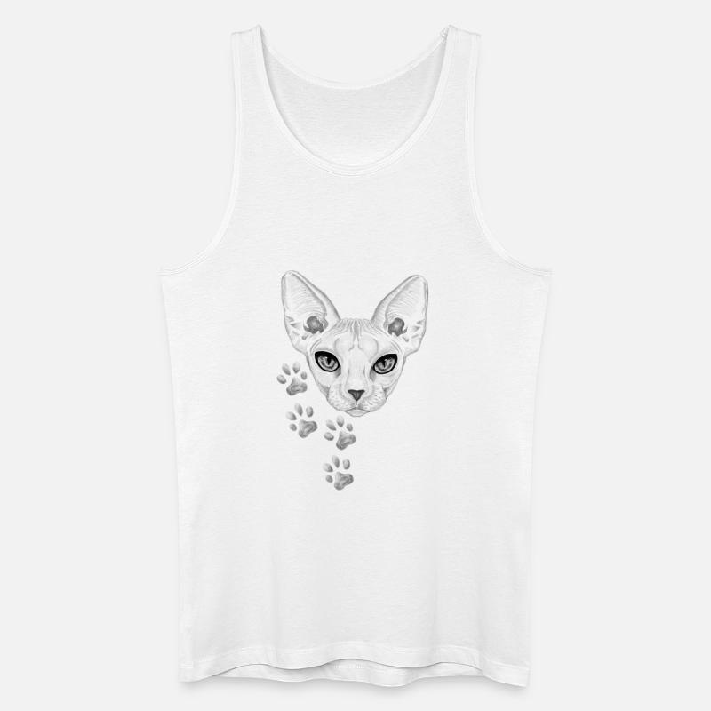 Cat - Männer Bio Tank Top - Weiß