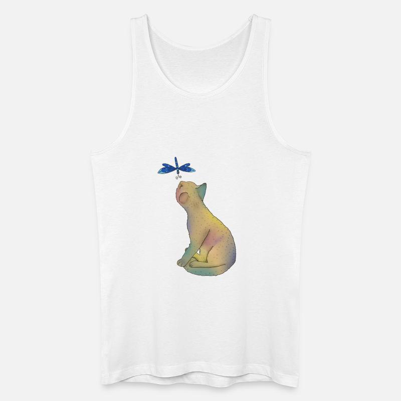 Katze mit blauer Libelle - Männer Bio Tank Top - Weiß