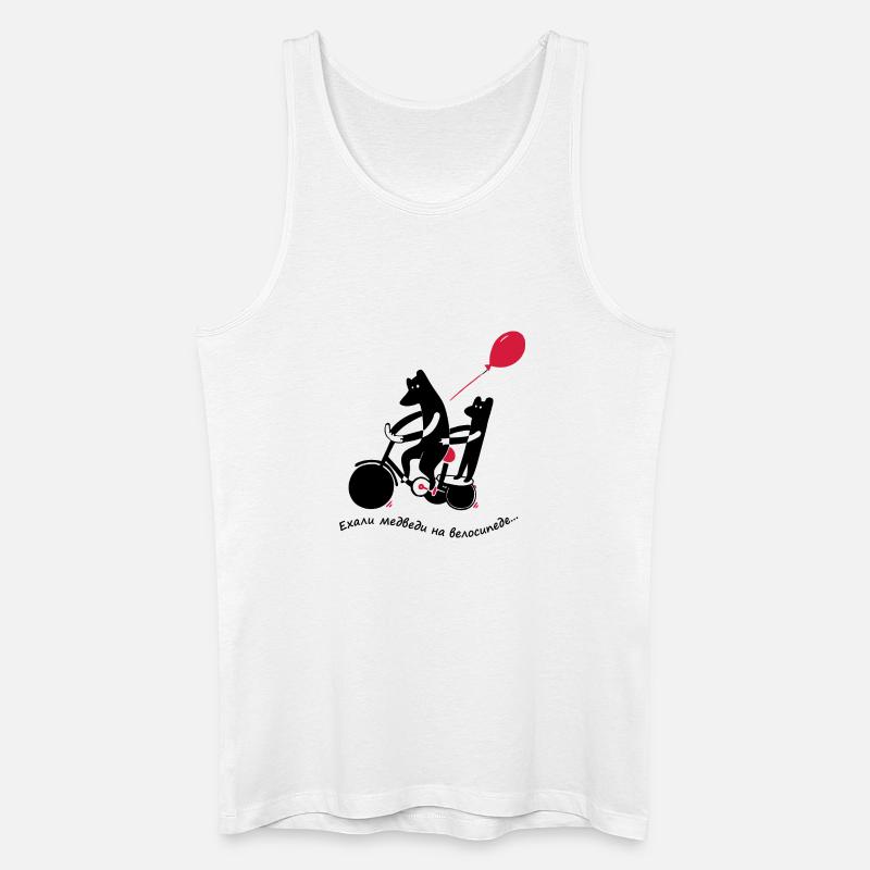 Baeren_Dreirad_Luftballon_mit_Text - Männer Bio Tank Top - Weiß