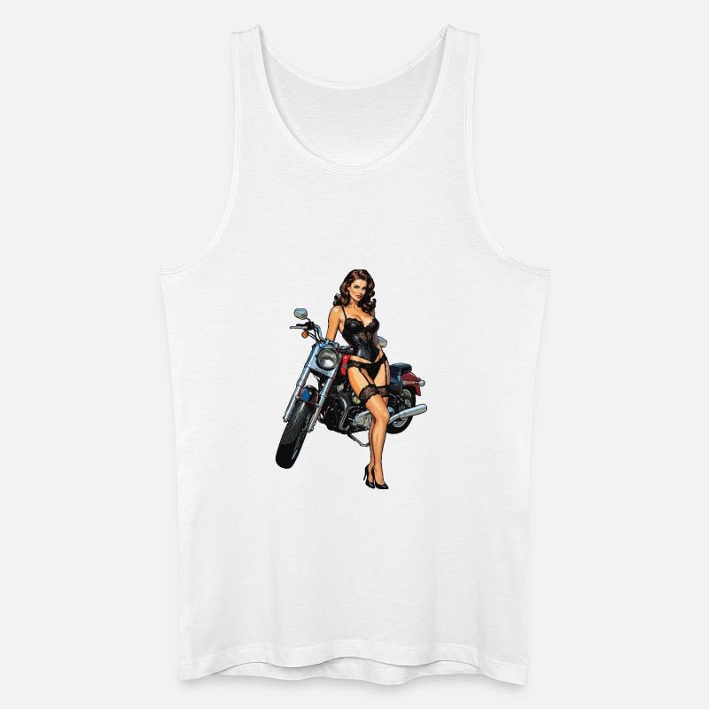 Mädchen mit Motorrad feststecken - Männer Bio Tank Top - Weiß