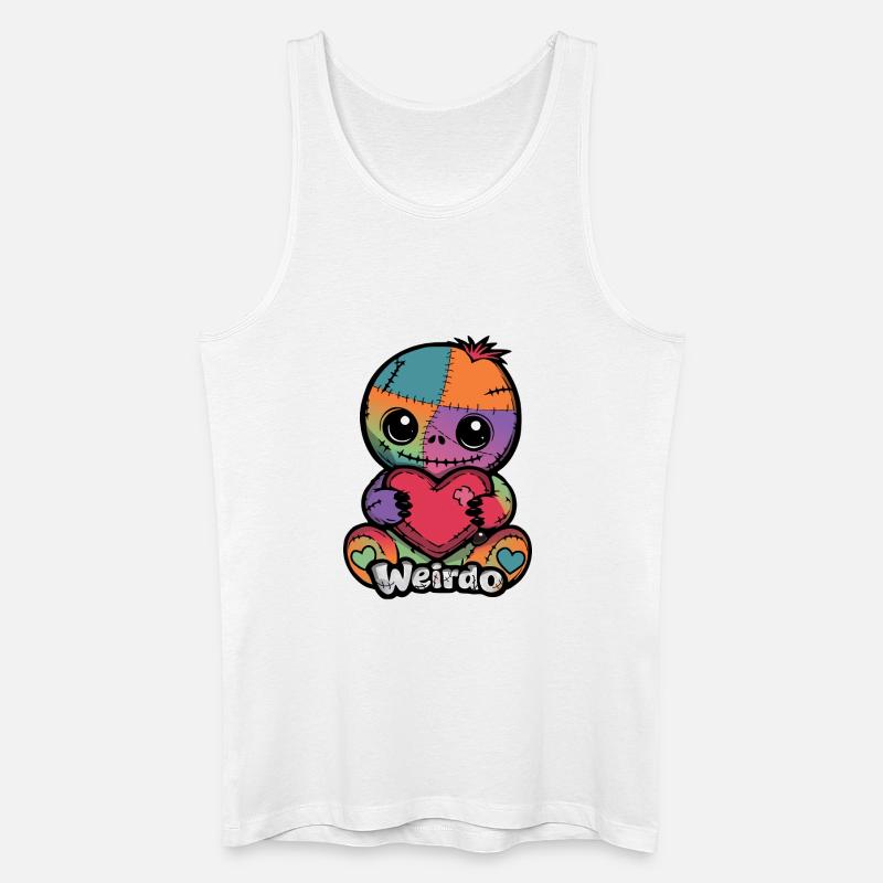 Patchwork Kuschelheld Weirdo Herz - Männer Bio Tank Top - Weiß