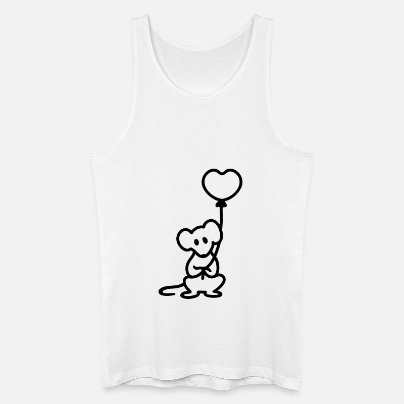 Maus + Ballon - Line - Männer Bio Tank Top - Weiß