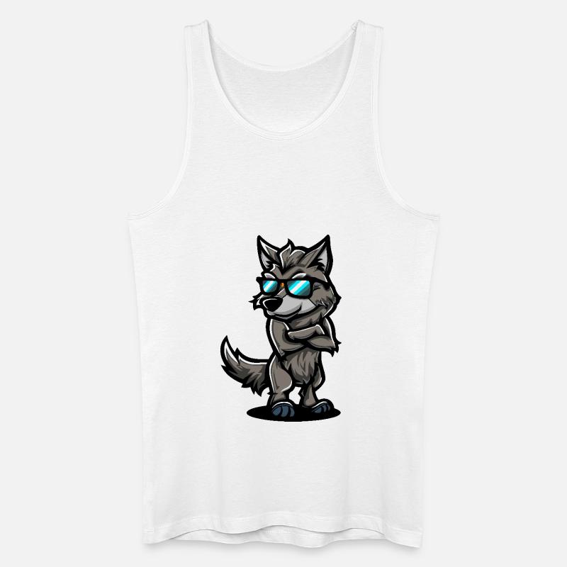 Wolf Cool Comic - Männer Bio Tank Top - Weiß
