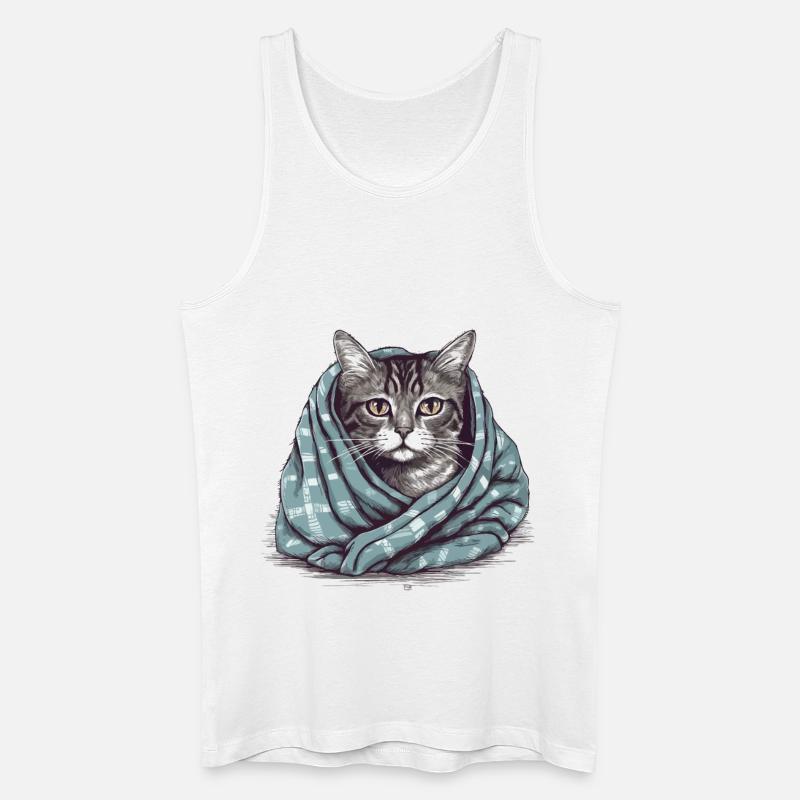 Katze in einer Decke - Männer Bio Tank Top - Weiß