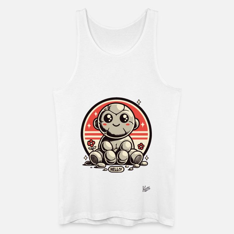 Hallo! Süßer Stein-Affe - Männer Bio Tank Top - Weiß