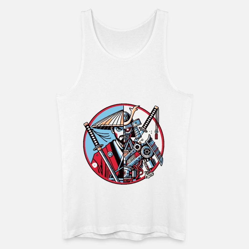 Samurai-Ronin oder Mecha-Shogun - Männer Bio Tank Top - Weiß