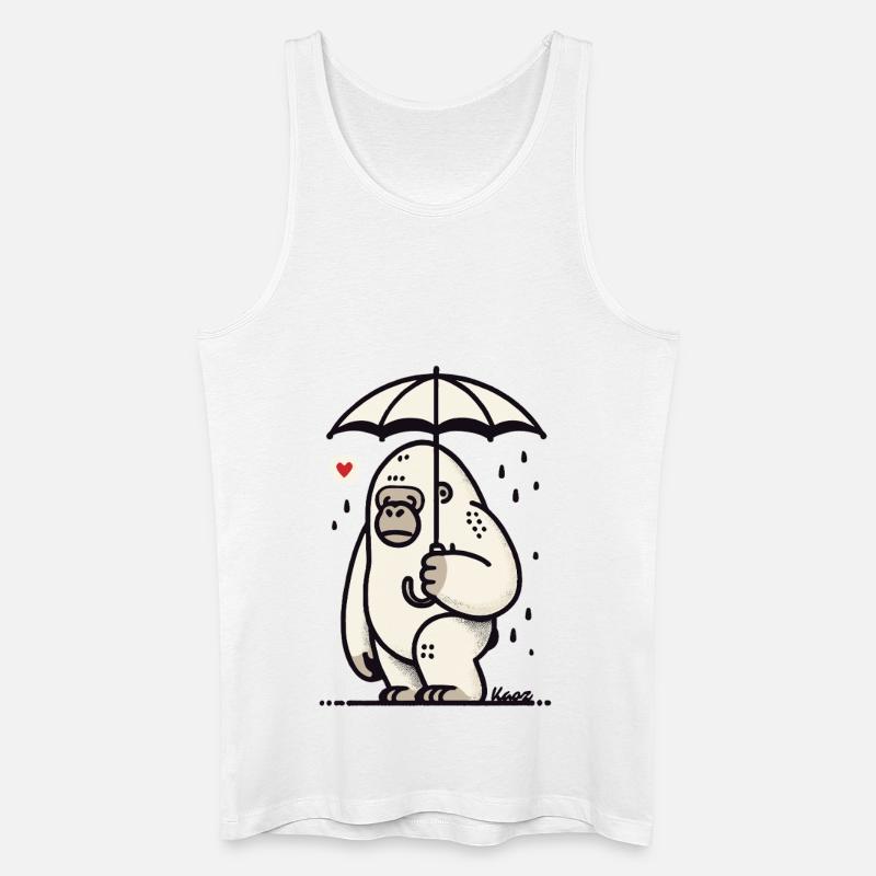 Trauriger Gorilla mit Regenschirm - Männer Bio Tank Top - Weiß