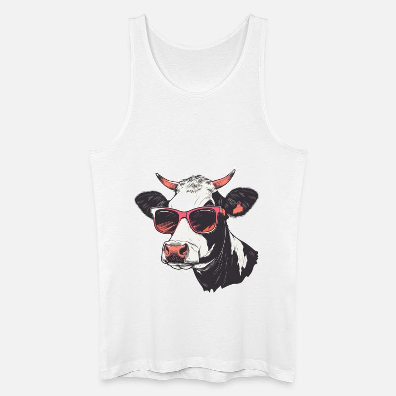 Kuh Sonnenbrille - Männer Bio Tank Top - Weiß