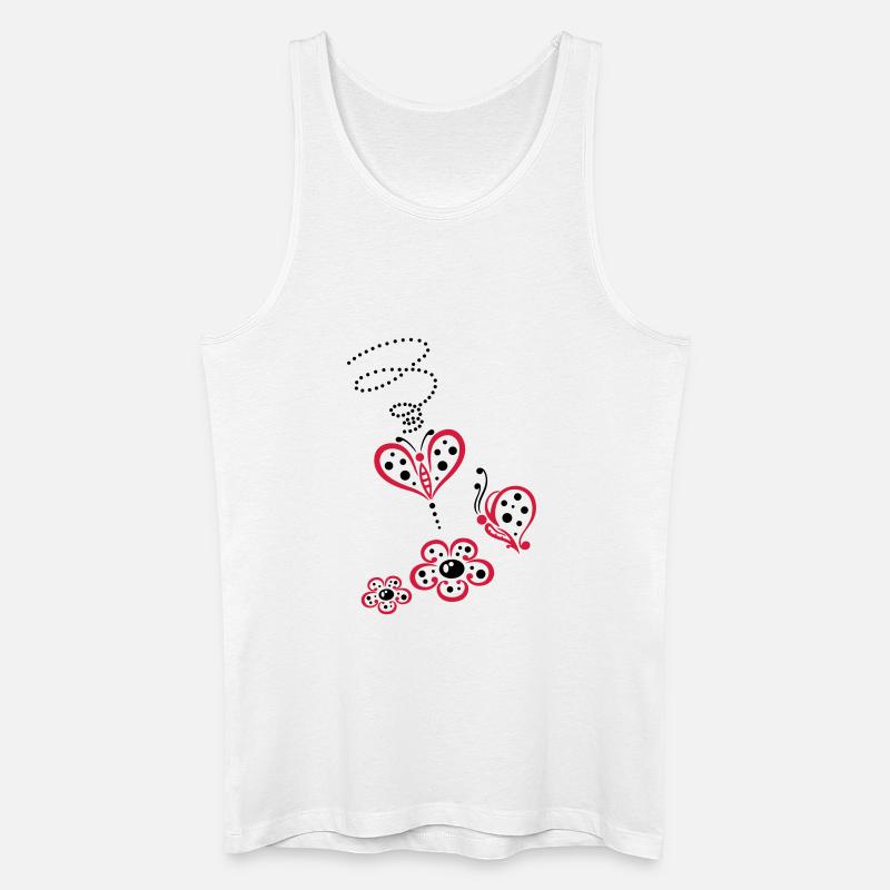 Bunte Schmetterlinge mit Blumen, Sommerwiese - Männer Bio Tank Top - Weiß