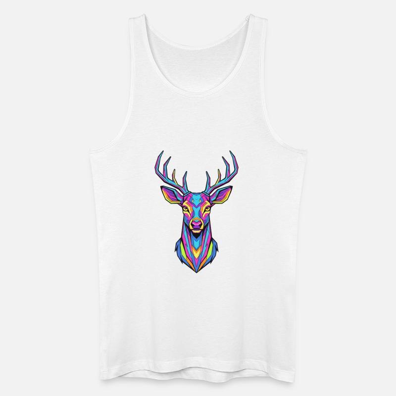 Neon Geweih-Kunstwerk Hirsch - Männer Bio Tank Top - Weiß