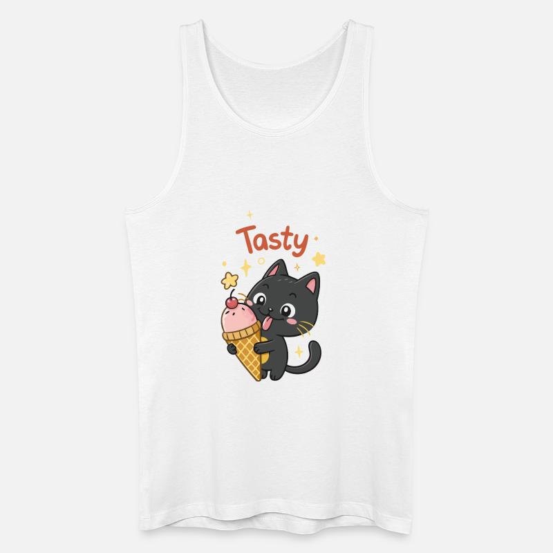 Gourmet-Katze und Eiscreme - Männer Bio Tank Top - Weiß
