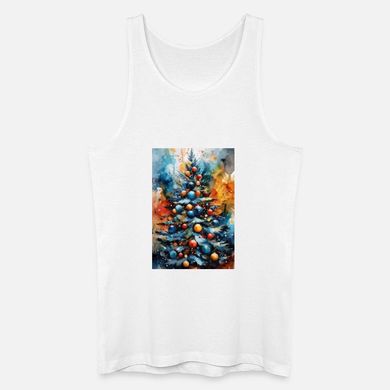 Lebendiger Aquarell-Weihnachtsbaum - Männer Bio Tank Top - Weiß