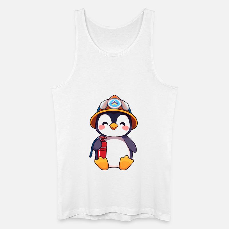 Vorbereiteter Pinguin-Brandschutz-Cartoon - Männer Bio Tank Top - Weiß