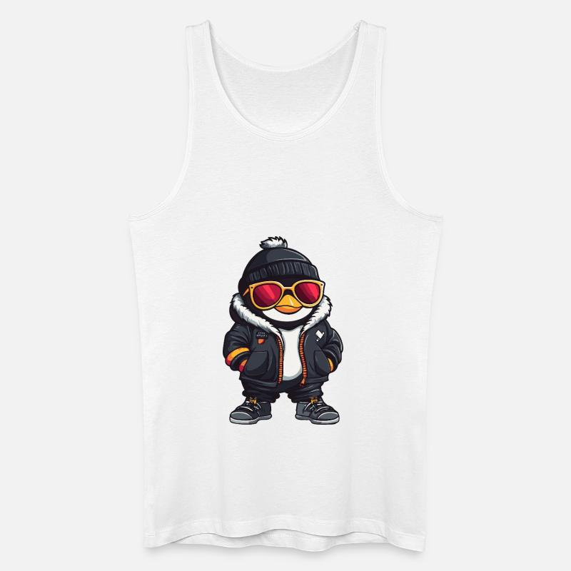 Pinguin Cool Comic - Männer Bio Tank Top - Weiß