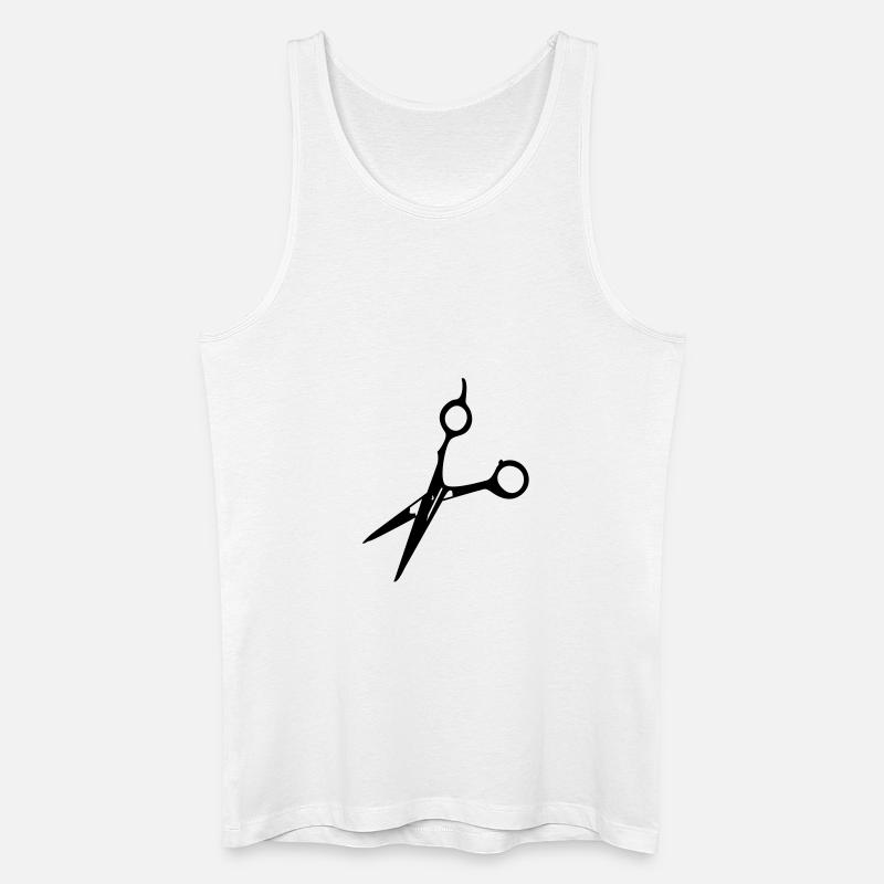 Frisör-Schere / barber scissors (1c) - Männer Bio Tank Top - Weiß